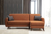 Ecksofa Schlaffunktion mit Chaiselongue Rechts, 3-Sitzer, aus Stoff, Alkon Rost (2)