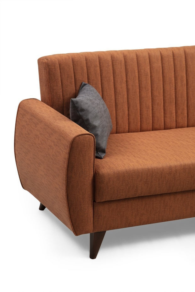 Ecksofa Schlaffunktion mit Chaiselongue Rechts, 3-Sitzer, aus Stoff, Alkon Rost (3)