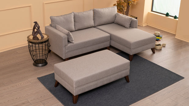 Ecksofa Schlaffunktion mit Chaiselongue Rechts, 4-Sitzer, aus Stoff, Bella 2 Creme (2)