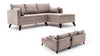 Ecksofa Schlaffunktion mit Chaiselongue Rechts, 4-Sitzer, aus Stoff, Bella 2 Creme (5)