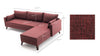 Ecksofa mit Chaiselongue Rechts, 3-Sitzer, aus Stoff, Bella 1 Bordeaux (6)