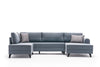 Ecksofa Schlaffunktion mit Chaiselongue Links, 4-Sitzer, aus Stoff, Belen Blau (5)
