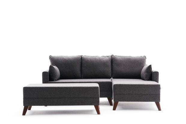 Ecksofa Schlaffunktion mit Chaiselongue Rechts, 4-Sitzer, aus Stoff, Bella Mini Anthrazit (5)