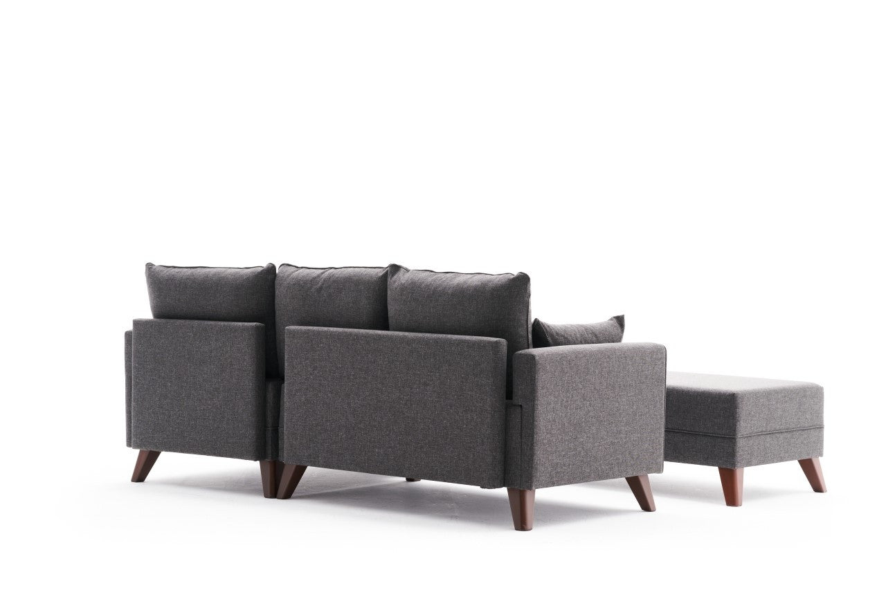 Ecksofa Schlaffunktion mit Chaiselongue Rechts, 4-Sitzer, aus Stoff, Bella Mini Anthrazit (6)