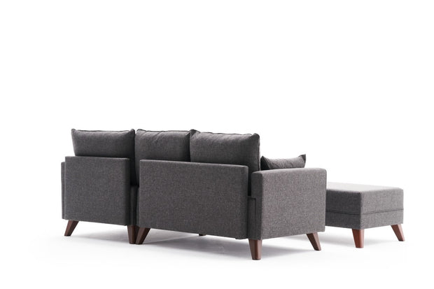 Ecksofa Schlaffunktion mit Chaiselongue Rechts, 4-Sitzer, aus Stoff, Bella Mini Anthrazit (6)
