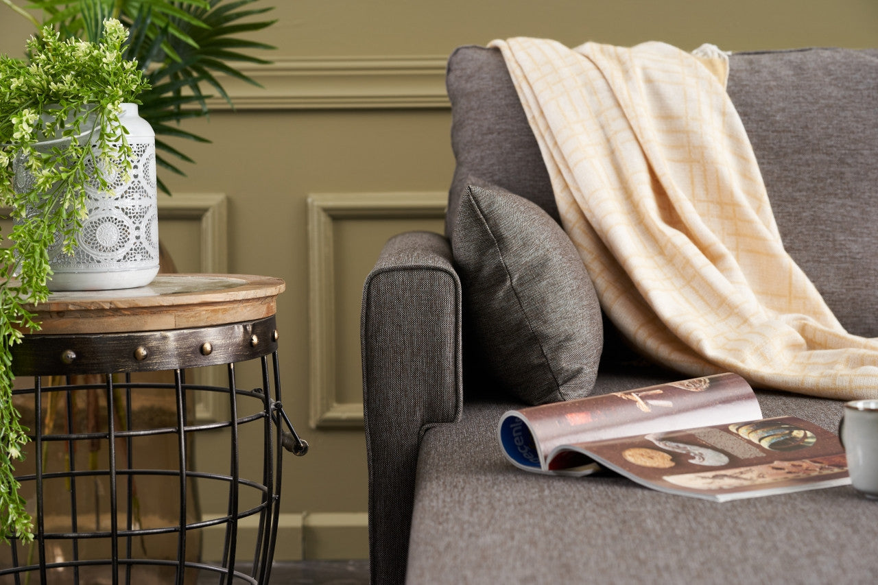 Ecksofa mit Chaiselongue Links, 3-Sitzer, aus Stoff, Bella Braun (3)