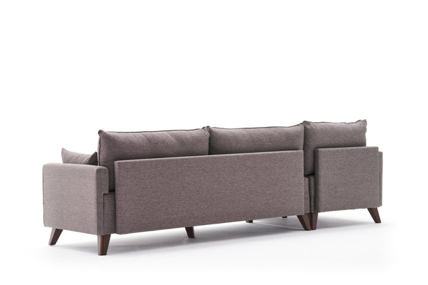 Ecksofa mit Chaiselongue Links, 3-Sitzer, aus Stoff, Bella Braun (6)