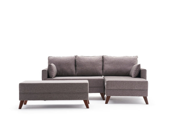 Ecksofa Schlaffunktion mit Chaiselongue Rechts, 4-Sitzer, aus Stoff, Bella Mini Braun (5)
