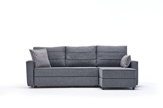 Ecksofa Schlaffunktion mit Chaiselongue Rechts, 3-Sitzer, aus Stoff, Ece Grau (4)