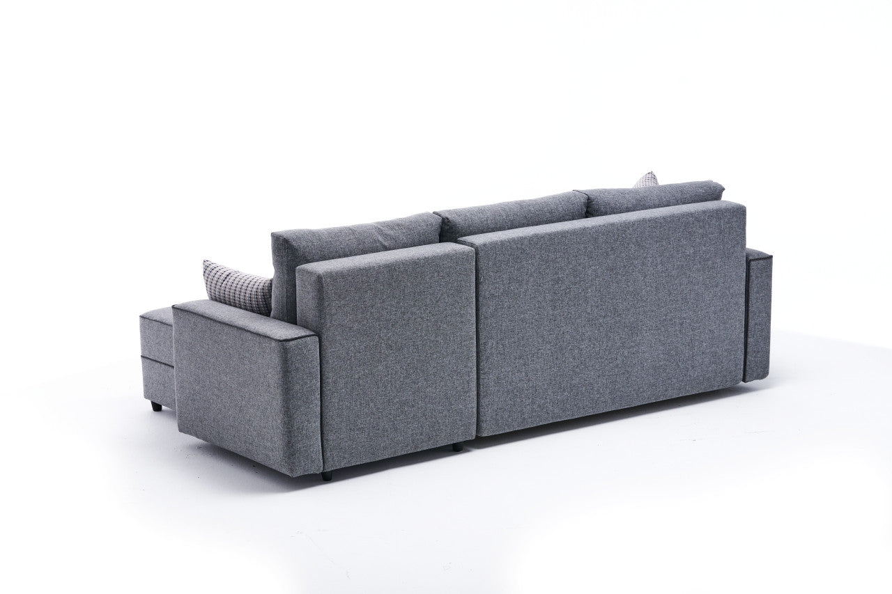 Ecksofa Schlaffunktion mit Chaiselongue Rechts, 3-Sitzer, aus Stoff, Ece Grau (5)