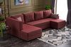 Ecksofa Schlaffunktion mit Chaiselongue Links, 4-Sitzer, aus Stoff, Ece Panoramik Bordeaux (1)