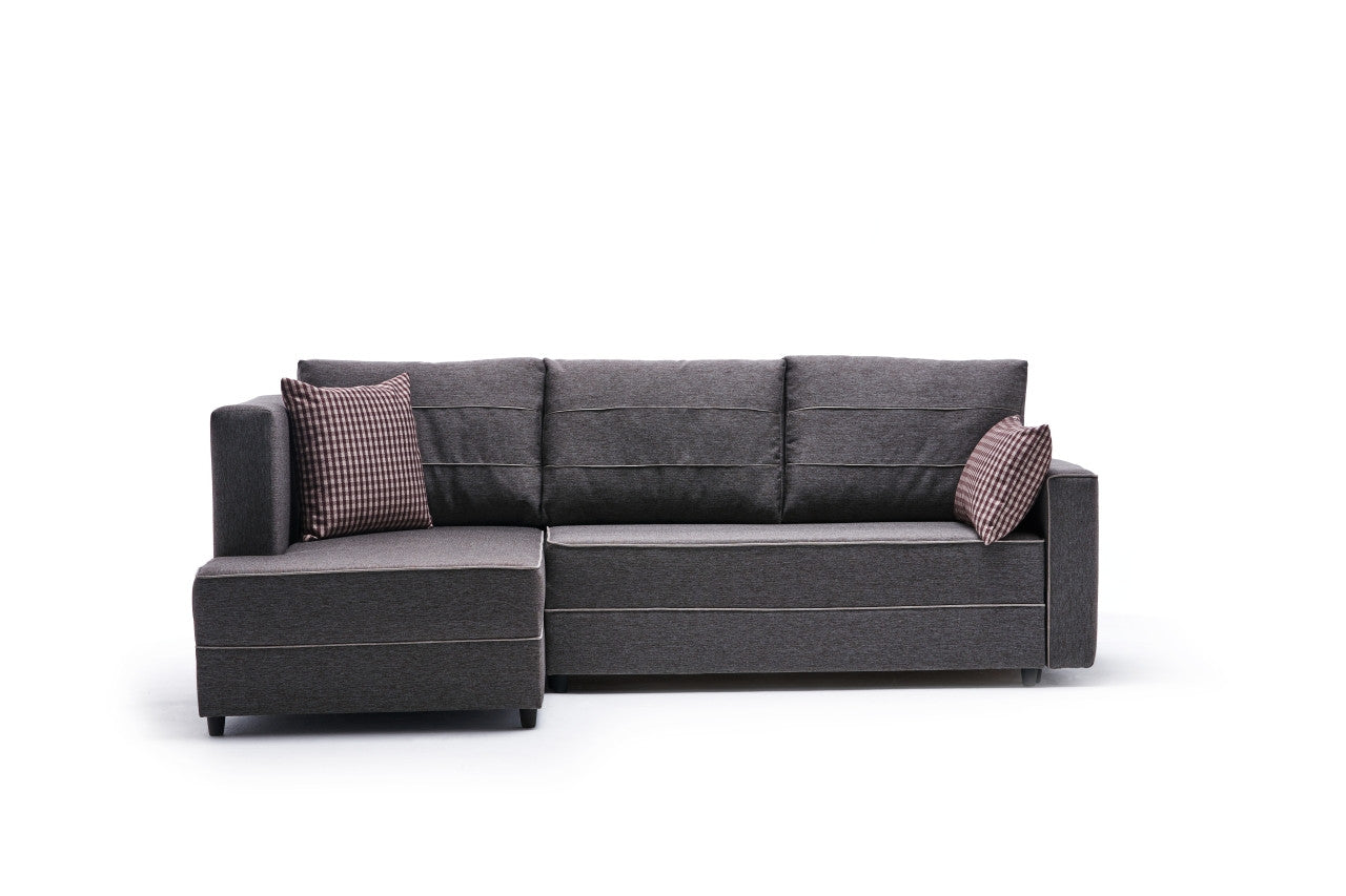 Ecksofa Schlaffunktion mit Chaiselongue Links, 3-Sitzer, aus Stoff, Ece Braun (4)