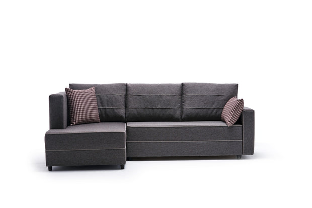Ecksofa Schlaffunktion mit Chaiselongue Links, 3-Sitzer, aus Stoff, Ece Braun (4)