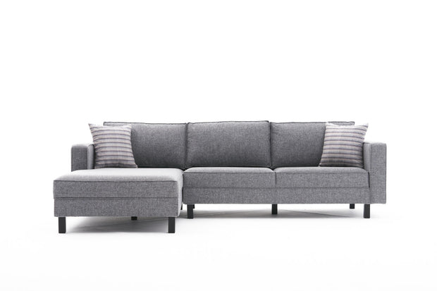 Ecksofa mit Chaiselongue Links, 3-Sitzer, aus Stoff, Kale Grau (4)