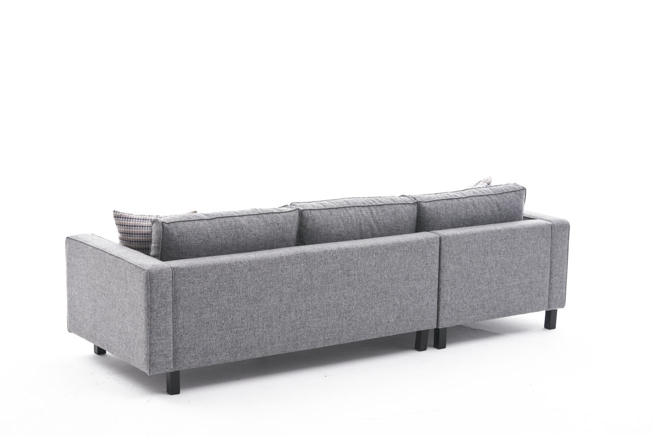 Ecksofa mit Chaiselongue Links, 3-Sitzer, aus Stoff, Kale Grau (5)