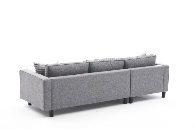 Ecksofa mit Chaiselongue Links, 3-Sitzer, aus Stoff, Kale Grau (5)