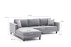 Ecksofa mit Chaiselongue Links, 3-Sitzer, aus Stoff, Kale Grau (6)