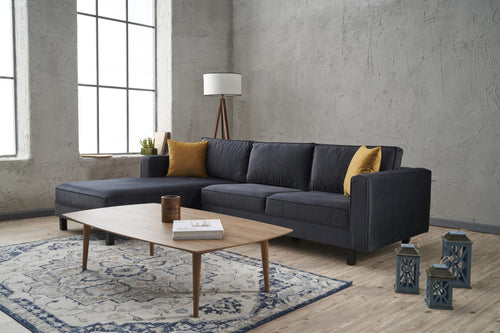 Ecksofa mit Chaiselongue Links, 3-Sitzer, aus Stoff, Kale Anthrazit (1)