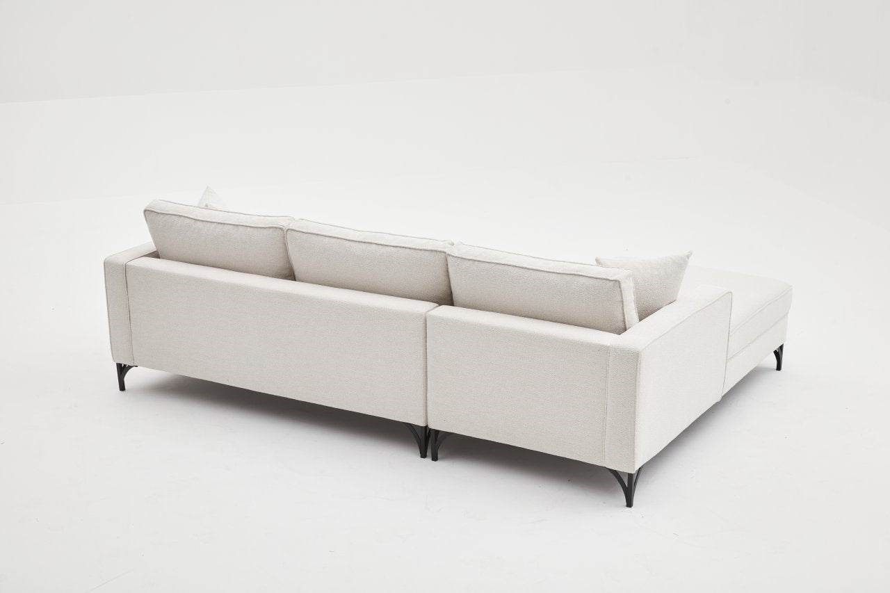 Ecksofa mit Chaiselongue Links, 3-Sitzer, aus Stoff, Berlin Creme (3)