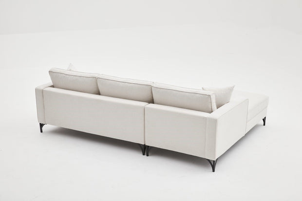 Ecksofa mit Chaiselongue Links, 3-Sitzer, aus Stoff, Berlin Creme (3)