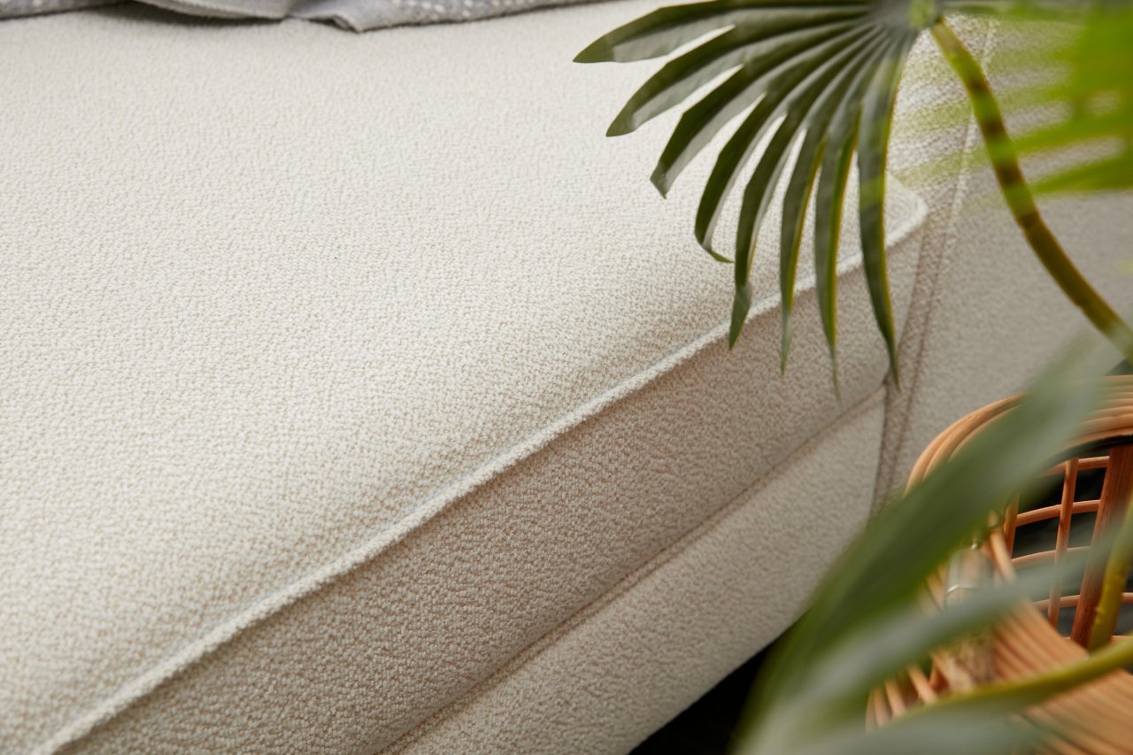 Ecksofa mit Chaiselongue Links, 3-Sitzer, aus Stoff, Berlin Creme (6)