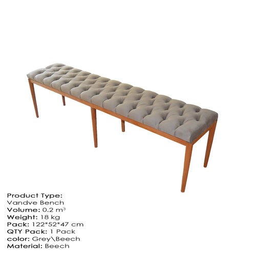 Polsterbank mit Samtstoff Vandve Small Grau (1)