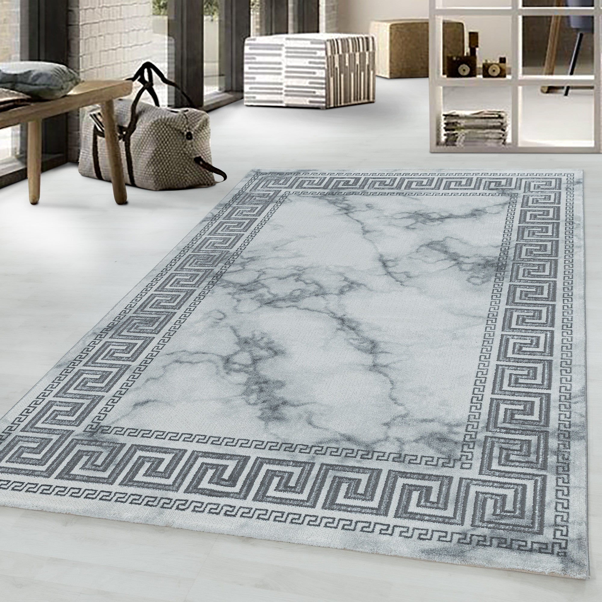 Teppich Naxos 3818 Marmor Design Silber (1)