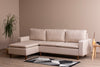 Ecksofa Schlaffunktion mit Chaiselongue Links, 2-Sitzer, aus Stoff, Lungo Creme (2)