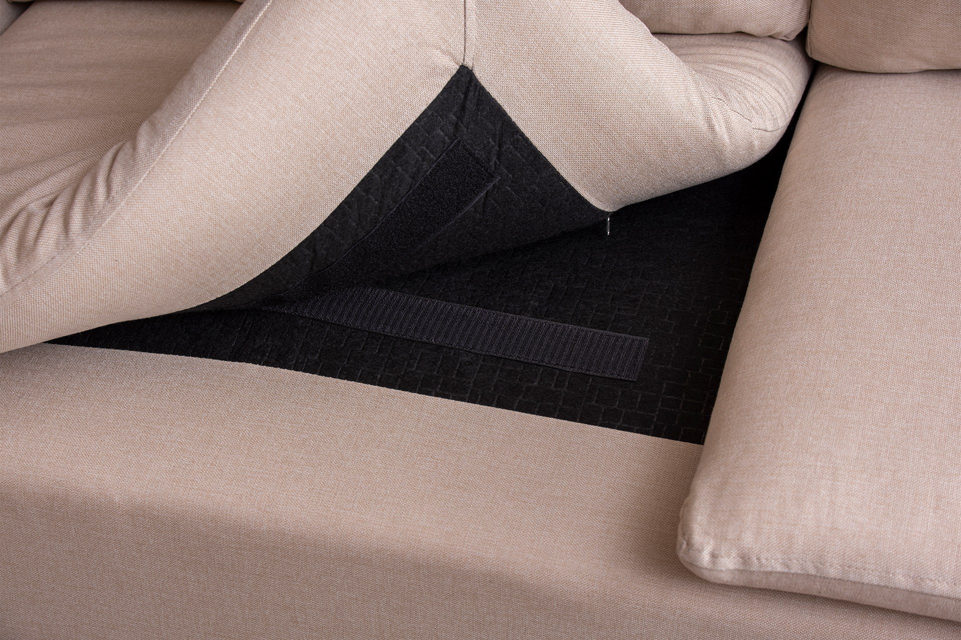 Ecksofa Schlaffunktion mit Chaiselongue Links, 2-Sitzer, aus Stoff, Lungo Creme (6)