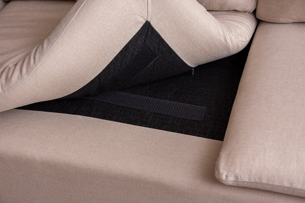 Ecksofa Schlaffunktion mit Chaiselongue Links, 2-Sitzer, aus Stoff, Lungo Creme (6)