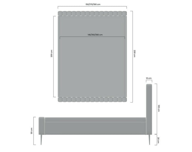 Polsterbett mit Samtstoff Nicole Blau (4)