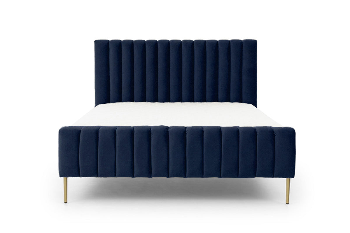 Polsterbett mit Samtstoff Nicole Blau (2)