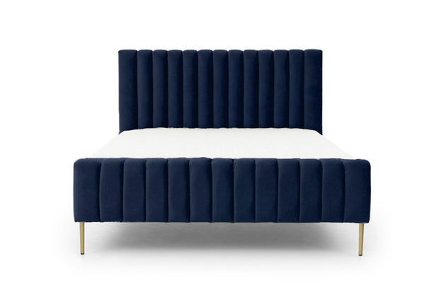 Polsterbett mit Samtstoff Nicole Blau (2)