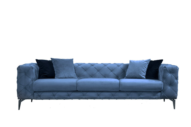Sofa 3-Sitzer mit Samtstoff, Como Blau (2)