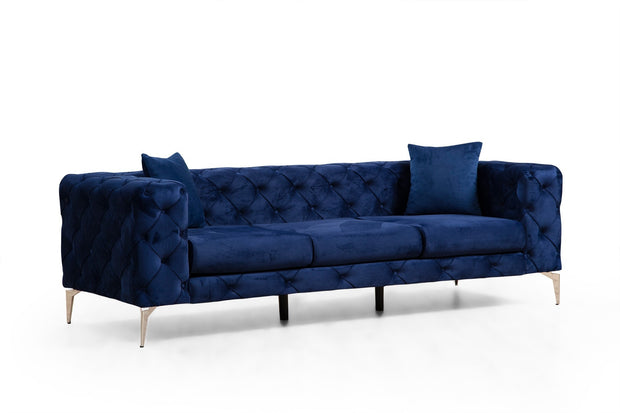 Sofa 3-Sitzer mit Samtstoff, Como Blau (6)