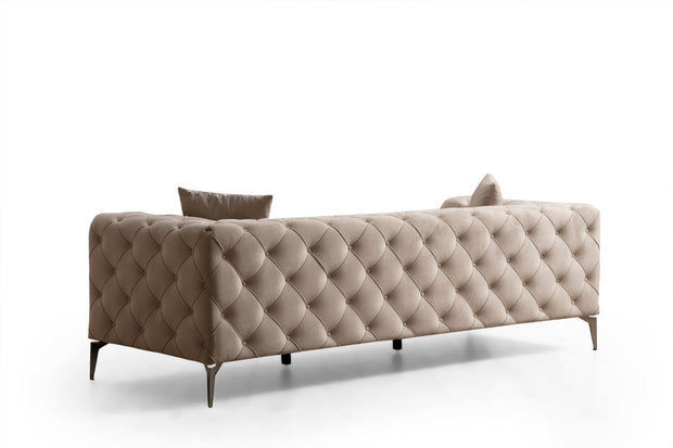 Sofa 3-Sitzer mit Samtstoff, Como Elfenbein (6)