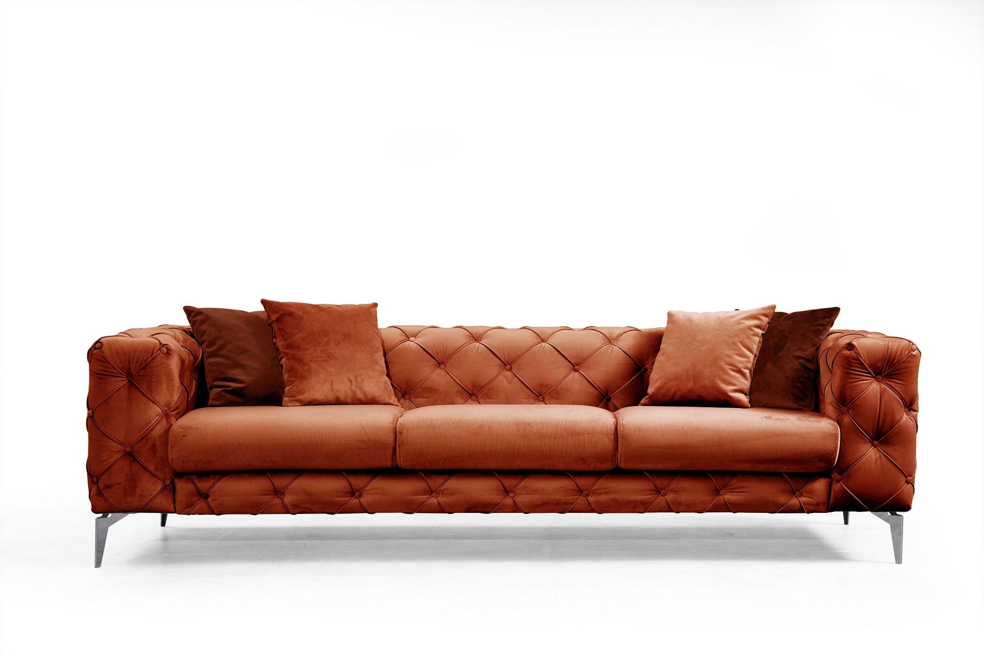 Sofa 3-Sitzer mit Samtstoff, Como Orange (2)