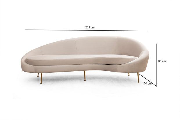 Sofa 3-Sitzer mit Samtstoff, Eses I Beige (5)
