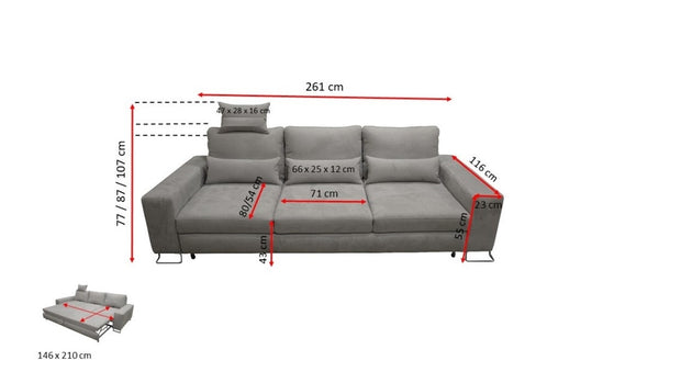 Schlafsofa 3-Sitzer Aster Grün (4)