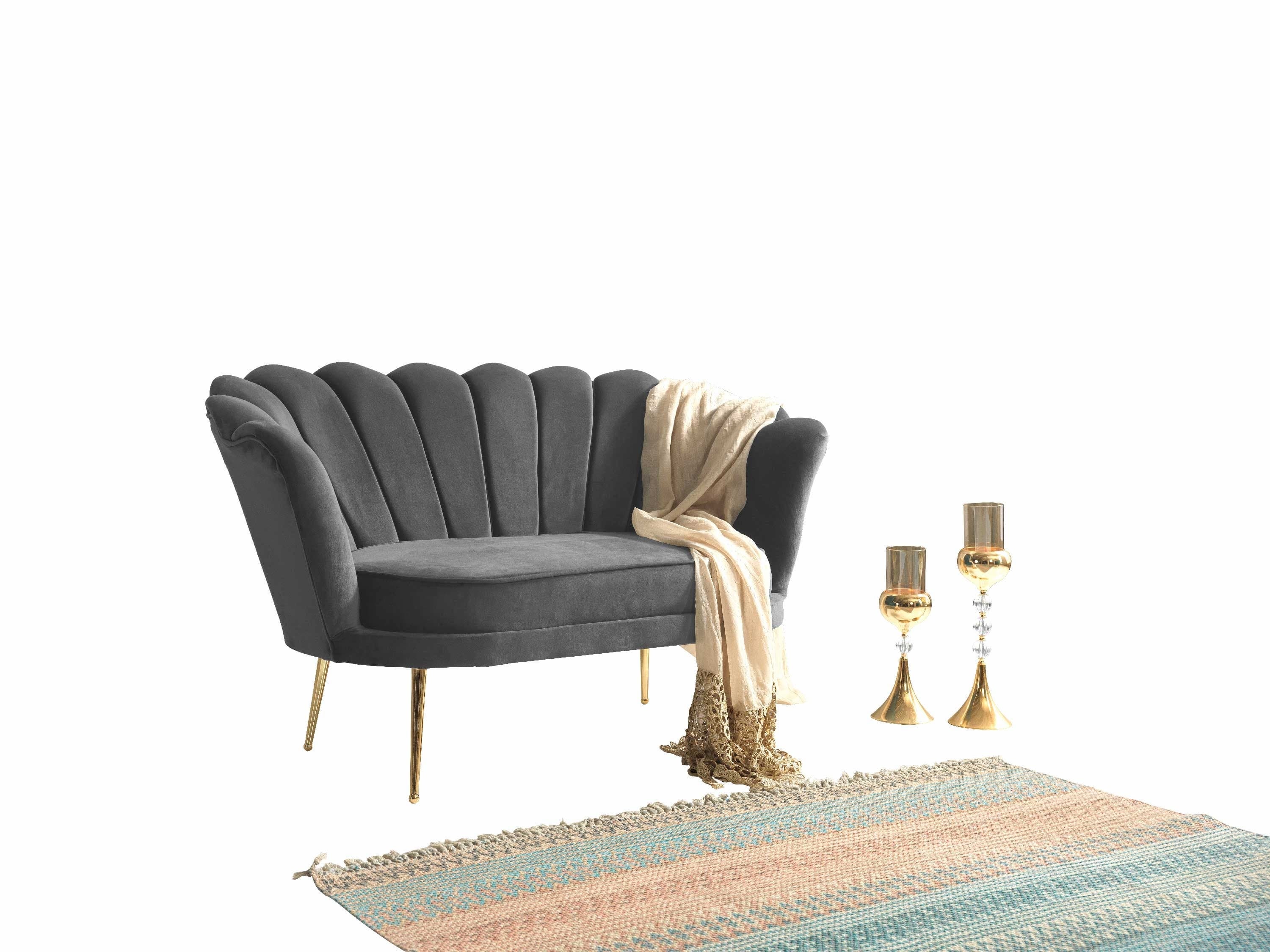 Sofa aus Samtstoff, 2-Sitzer, Inci Anthrazit (2)