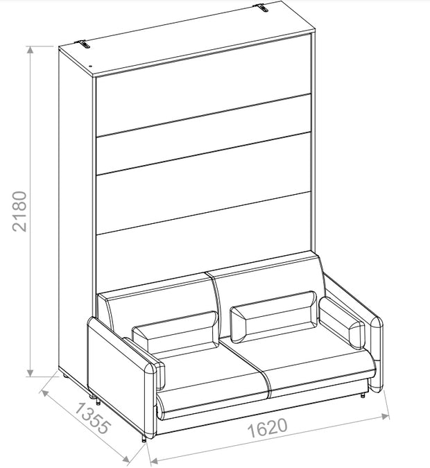 Sofa 2-Sitzer mit Stoff BC18 Beige, für Wandklappbett (4)