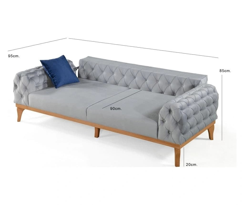 Sofa aus Samtstoff, 3-Sitzer, Elena Creme (4)