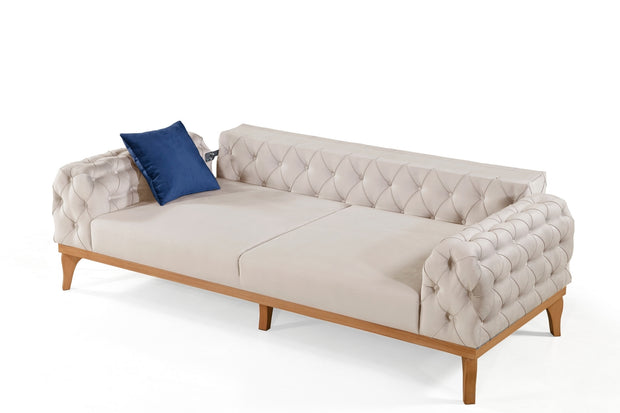 Sofa aus Samtstoff, 3-Sitzer, Elena Creme (3)