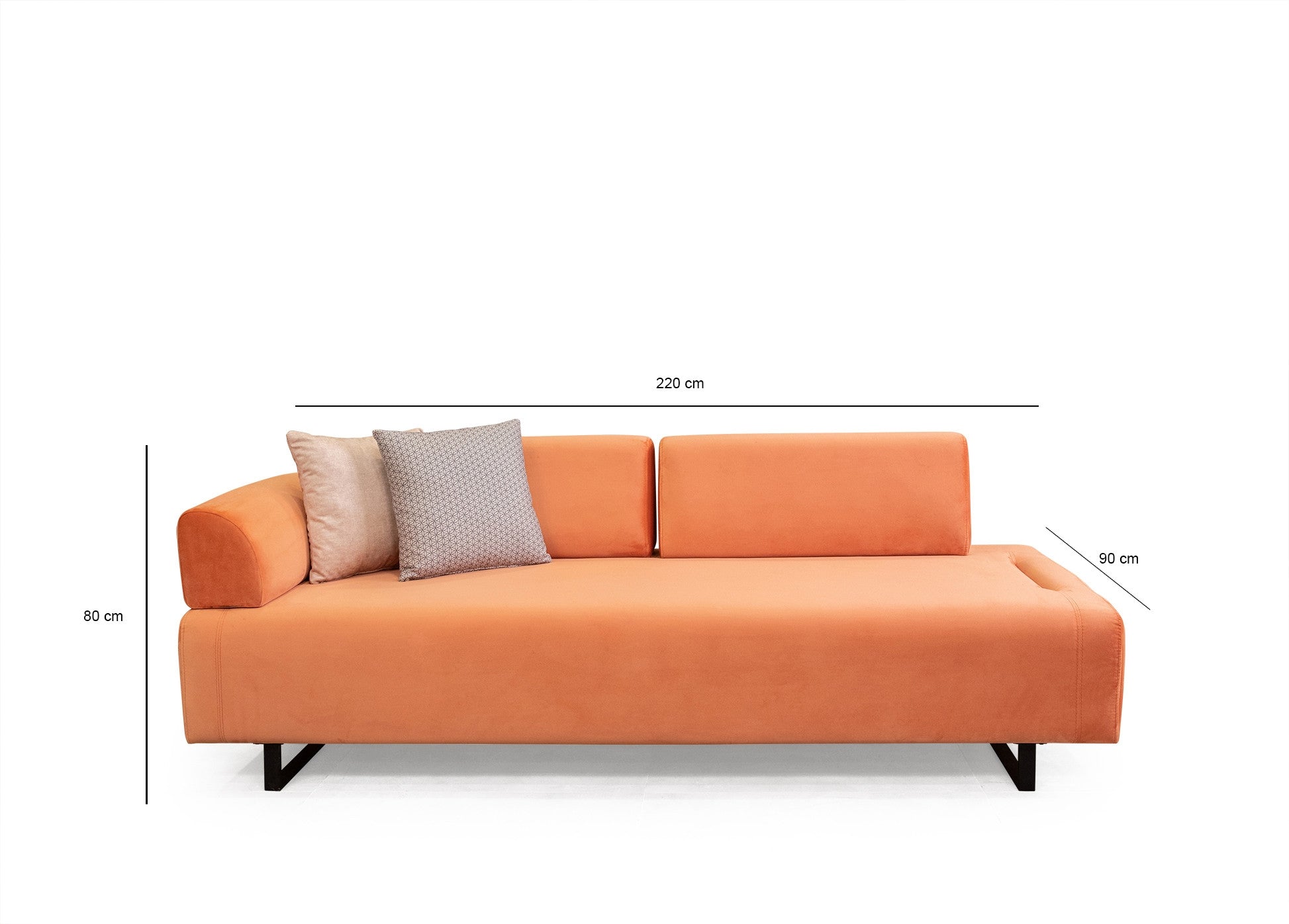 Sofa 3-Sitzer mit Samtstoff, Infinity Orange (9)