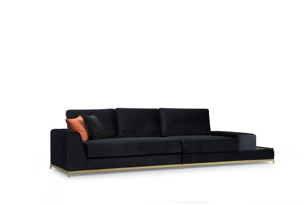 Sofa 3-Sitzer mit Samtstoff, Line Schwarz (8)