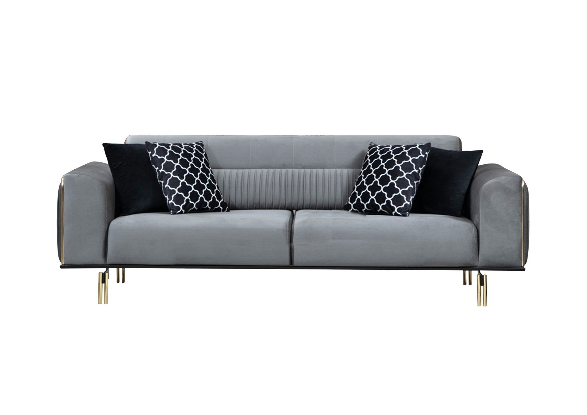 Sofa 3-Sitzer mit Samtstoff, London Grau (3)