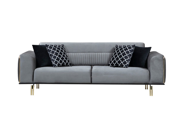 Sofa 3-Sitzer mit Samtstoff, London Grau (3)