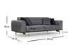 Sofa 3-Sitzer mit Samtstoff, London Grau (6)