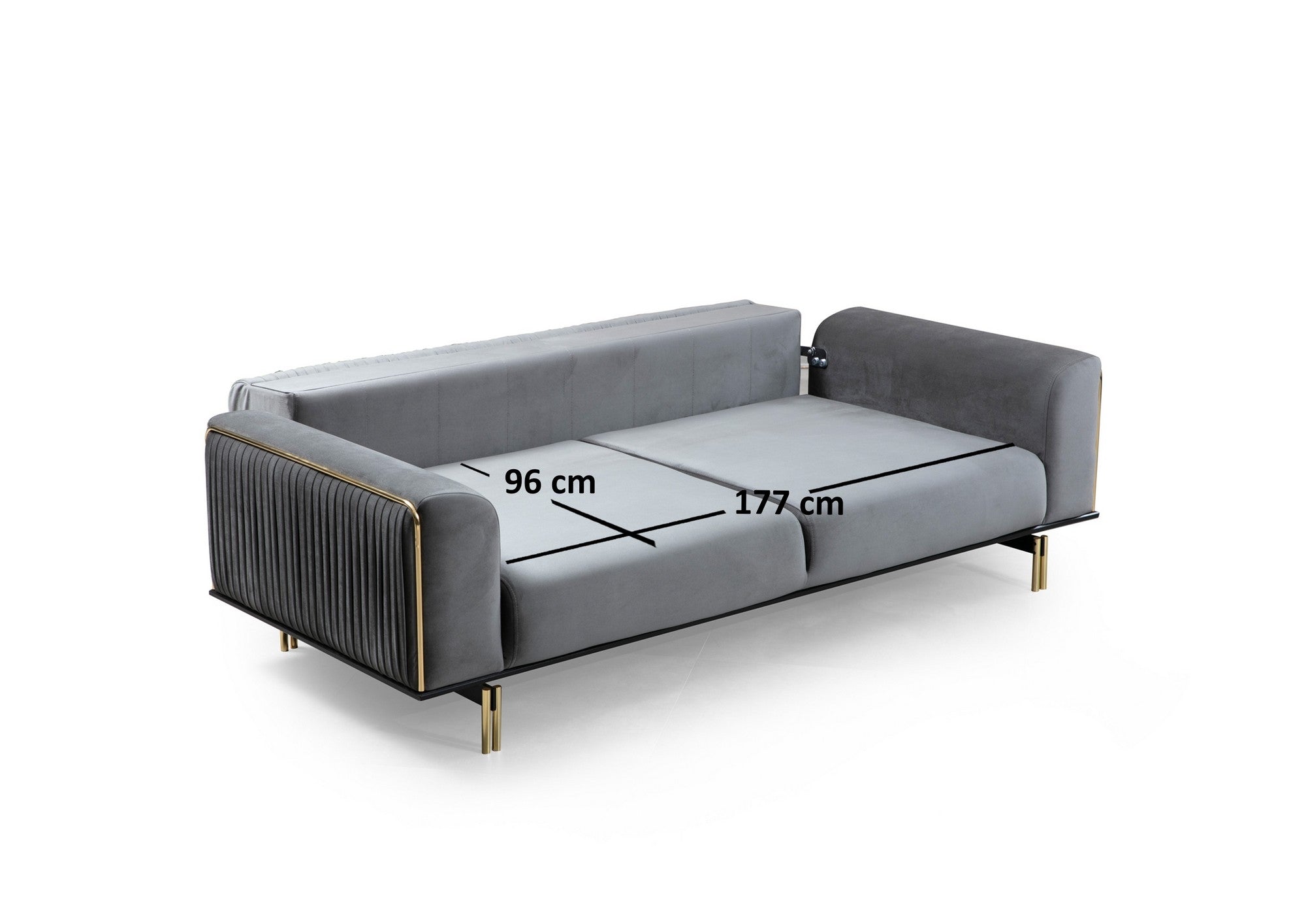 Sofa 3-Sitzer mit Samtstoff, London Grau (7)
