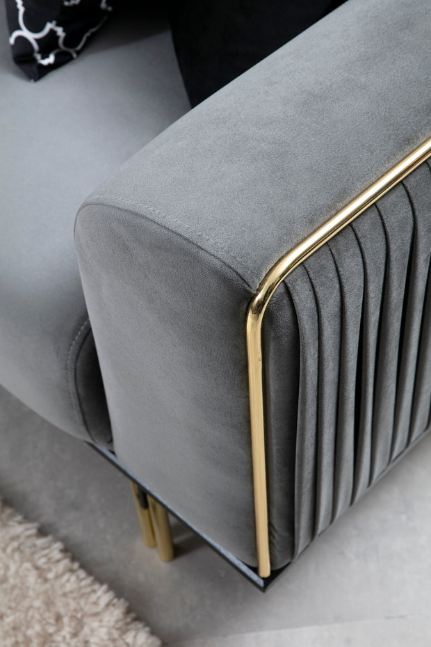 Sofa 3-Sitzer mit Samtstoff, London Grau (2)